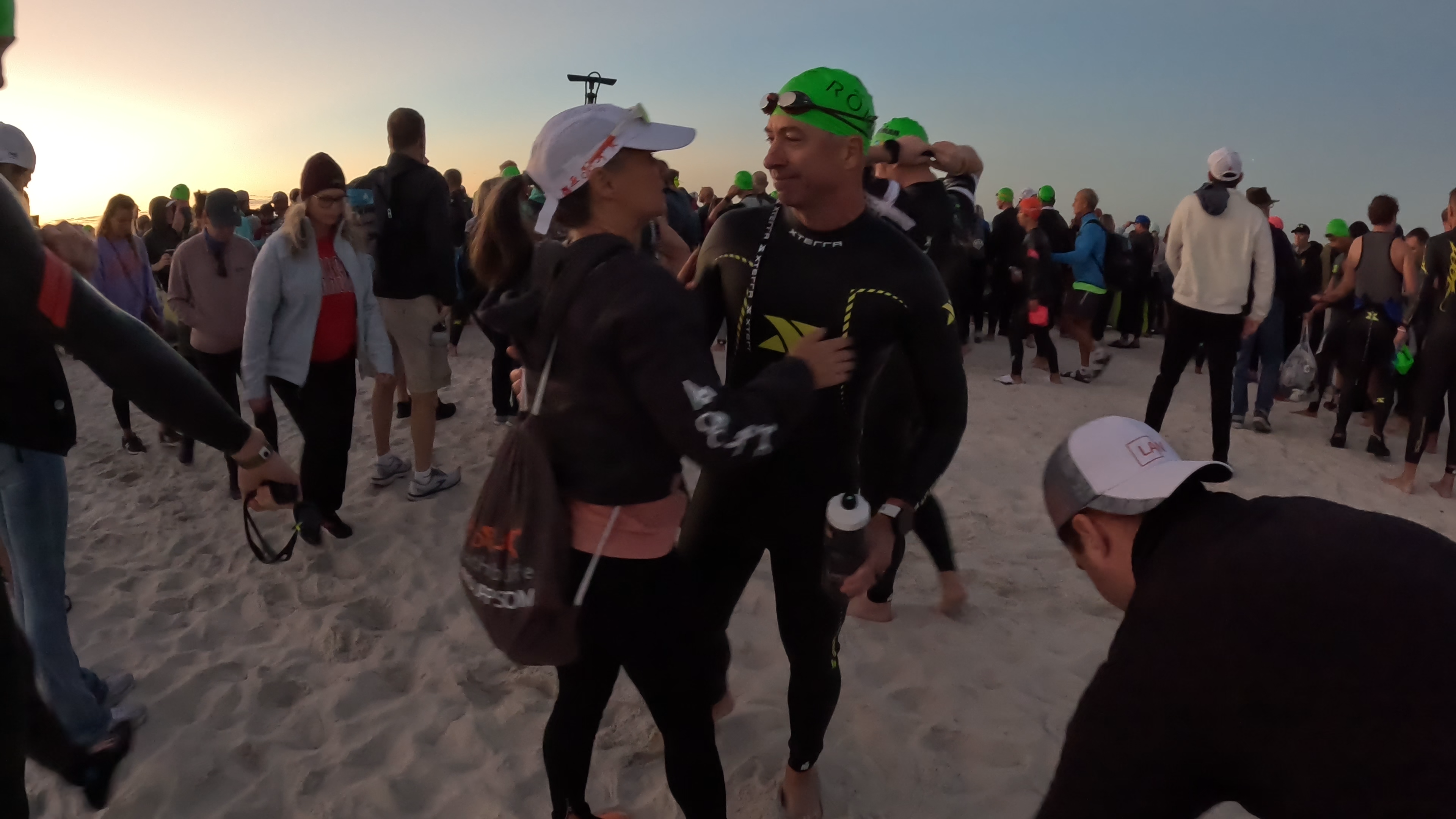Sean and Rebecca beach before Ironman Florida Start